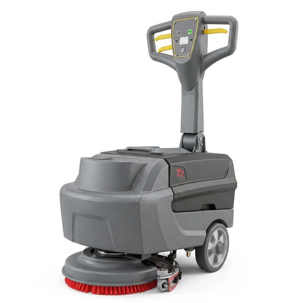 Compact Commercial Floor Scrubber - Cordless Walk-Behind Hard Floor Cleaner